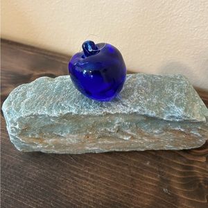 🍁 3 for $20! Vintage Artisan Cobalt Blue Apple Sun Catcher.